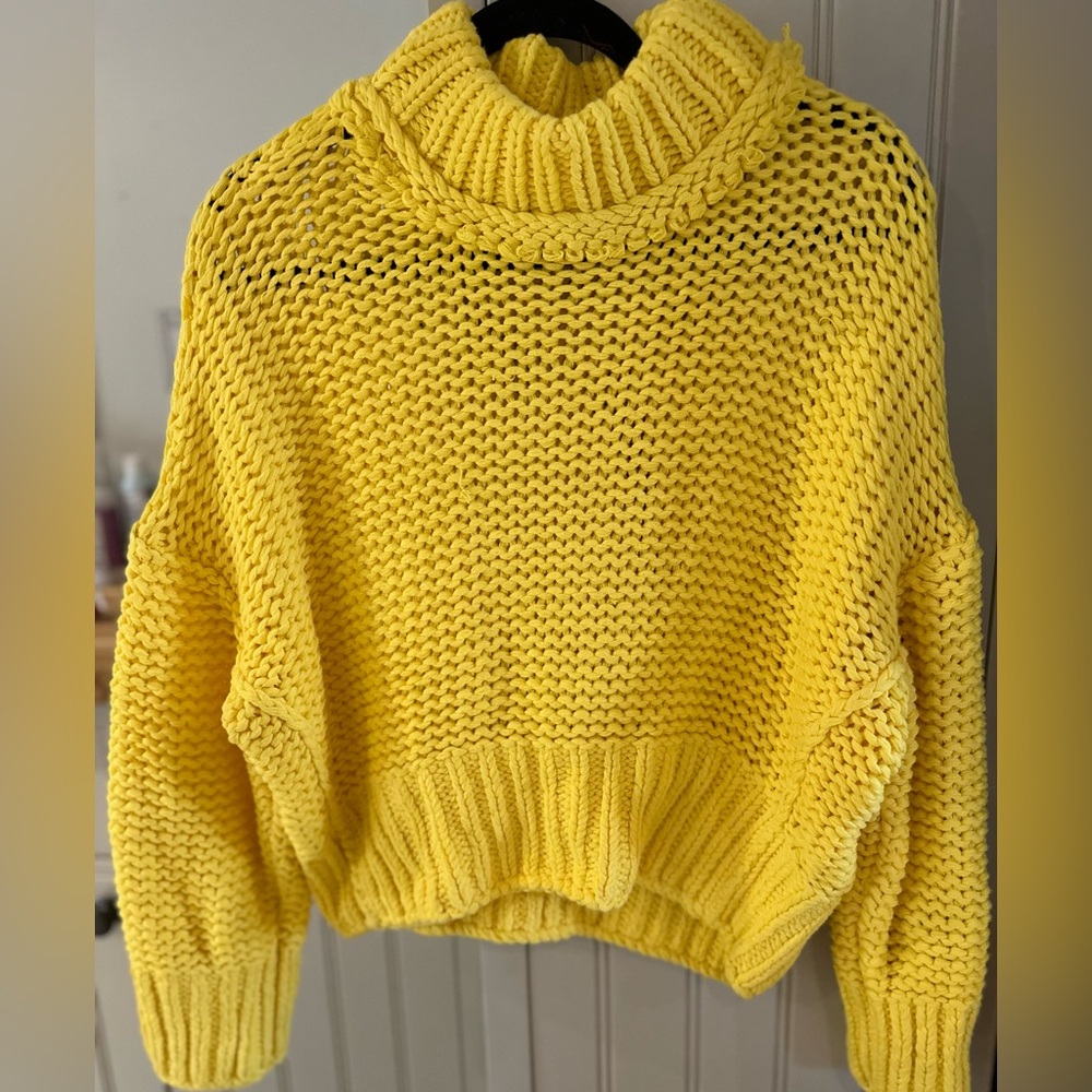 Free People Bright Yellow Knitted Sweater